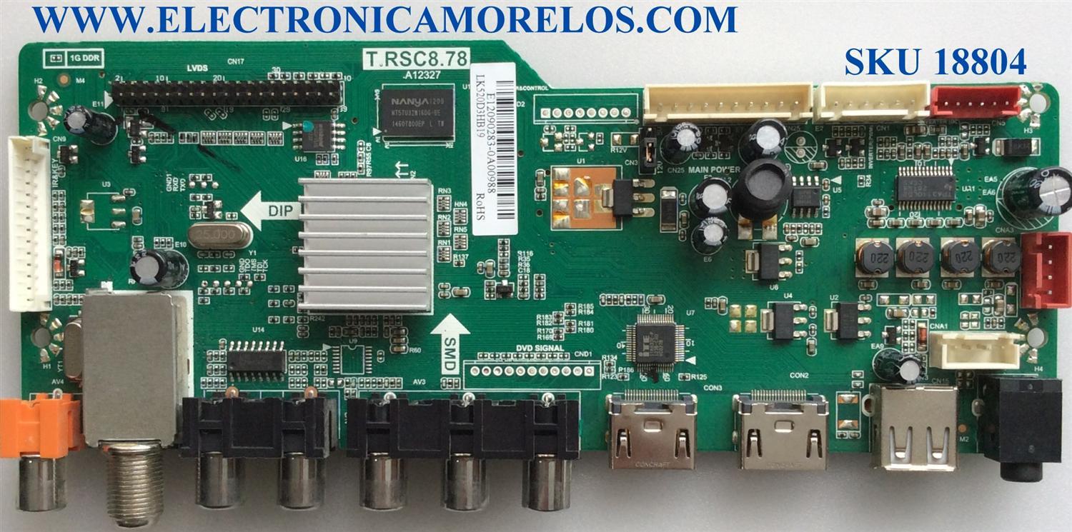 MAIN / RCA 52RE010C878LNA0-A1 / T.RSC8.78 / RE010C878LNA0 / T.RSC8.78.A12327 / E12090283 / PANEL`S LK520D3HB18-QYE / LK520D3HB19 / DISPLAY ST3151A05-1 VER.1.1 / MODELO LED52B45RQ
